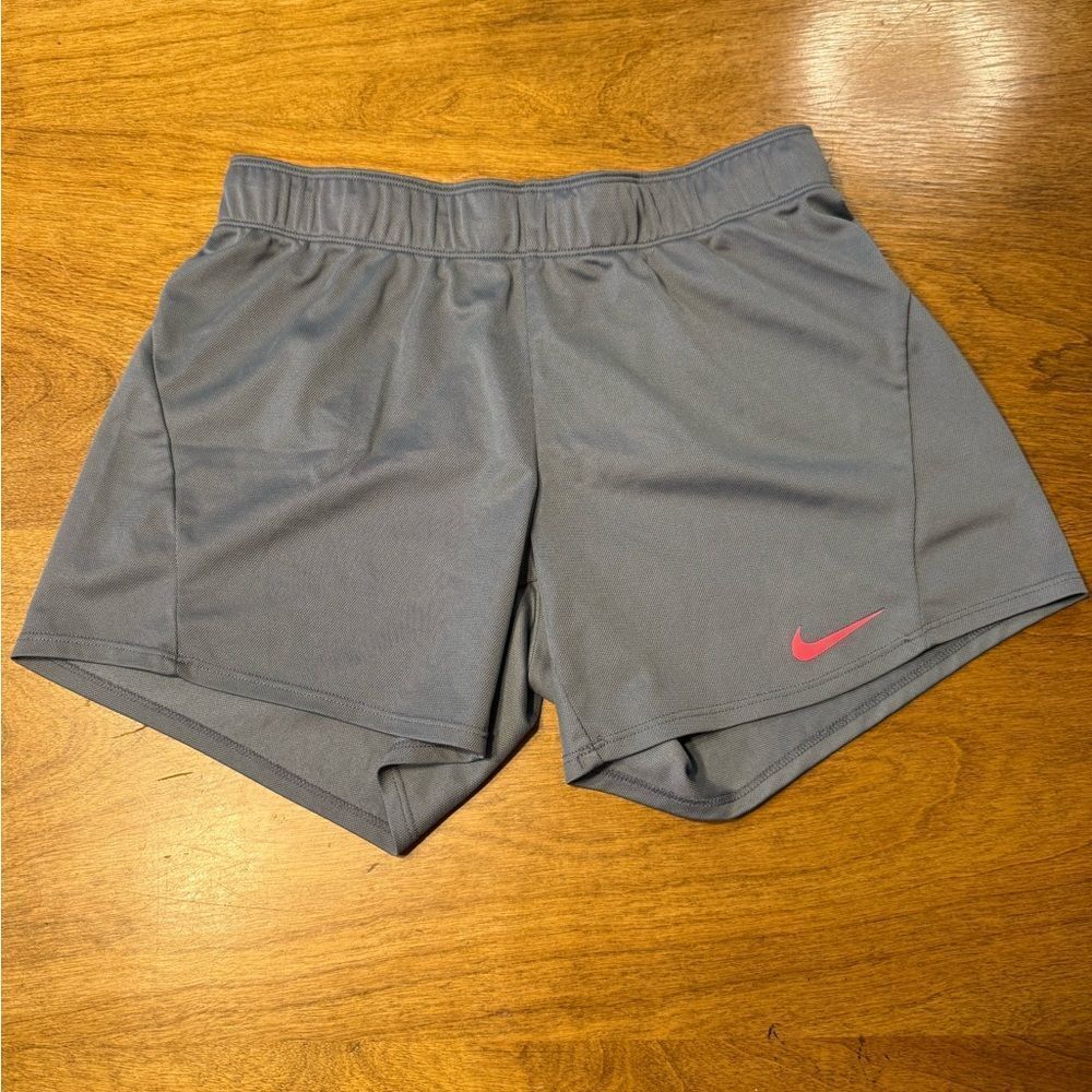 Nike women's grey Dri-FIT athletic running shorts